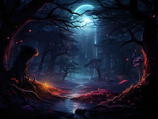 Wall Mural - Incredible Enchanting Forest Bathed in Sunrise Glow Soft and Serene Start to a New Day