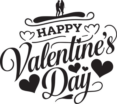 Happy Valentine's Day Special Gift Card typography silhouette vector art illustration 