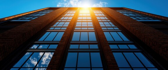 Wall Mural - Modern Brick Building and Sunlit Windows