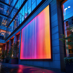 Aufkleber - A sleek, modern LED display sign with vibrant colors, perfect for urban facades.