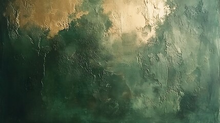 Canvas Print - Green and gold textured wall background.