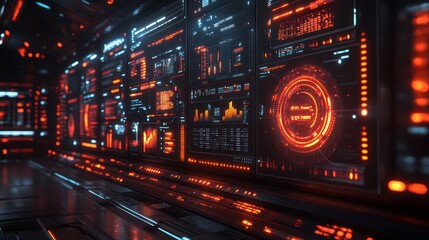 Futuristic Control Room:  Immersive Digital Interface Design