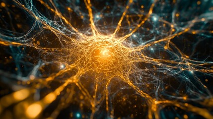 Poster - Cosmic Network Intricate Abstract Fractal Web Depicting Energy and Space, Background