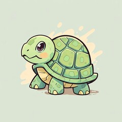 Wall Mural - Adorable Baby Turtle Illustration: A Charming Cartoon Tortoise