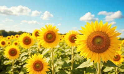 Canvas Print - Vibrant sunflowers in bloom.