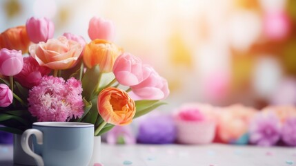 Fototapete - Beautiful flowers. Colorful floral background.