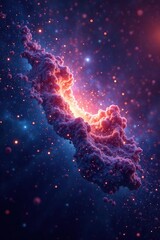 Glittering particles in starry space with nebula backdrop, galaxy, nebula, space