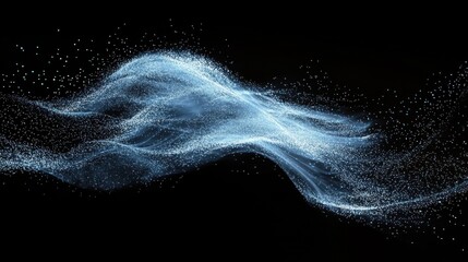 Poster - wave particle technology background, blue curve business technology sense big data background materi