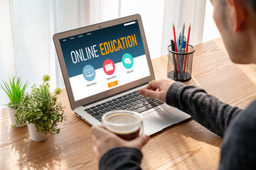 Poster - e-learning website with modish sofware for student to study online on the internet network