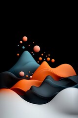 Poster - Surreal and visually striking digital art featuring a dark shadowy base with wavy lines pastel dots and a mountainous impression in a pristine white setting