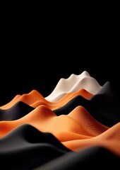 Leinwandbilder - Enigmatic mountainscape with a mesmerizing display of pastel toned dots and curving line patterns generating a sense of movement across a 3D rendered minimalist and futuristic backdrop