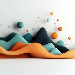 Poster - mesmerizing digital featuring a flowing pastel toned landscape with abstract dots and lines that sug