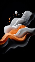 Leinwandbilder - Captivating Moody Abstract Landscape with Mesmerizing Wave like Patterns and Flowing Lines Across a Mountainous Silhouette in a 3D Rendering with Stark White Setting and Outstanding Visual Clarity