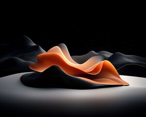 Leinwandbilder - Captivating Pastel Waves Traversing Enigmatic Mountainous Horizon in Breathtaking 3D CGI Artwork Featuring a Minimalist White Setting and Attention to Detail