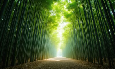 Canvas Print - Tranquil bamboo forest pathway