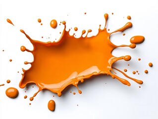Poster - Striking fluid explosion frozen in time on a blank white canvas showcasing vivid orange color and energetic motion  Experimental photography with dramatic lighting