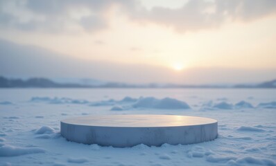 Sticker - Snowy landscape with a circular platform