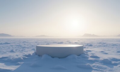 Sticker - Serene snowy landscape at sunrise