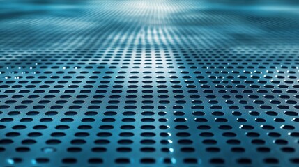 Poster - Futuristic blue abstract grid background with dots and squares