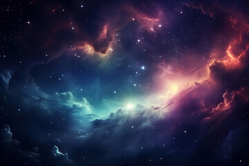 Incredible Colorful space galaxy cloud nebula. Starry night cosmic