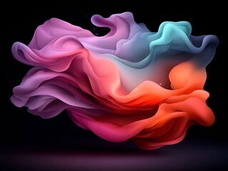 Poster - Captivating Shimmering Bioluminescent Swirling Abstract Shapes with Mystical Ethereal Glow   Mesmerizing Psychedelic Digital Painting with Undulating Iridescent Motifs in Surreal Imaginative Style