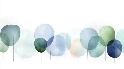 Poster - Soft dreamy abstract background with interweaving rounded organic elements and muted hues  Delicate lines flowing forms