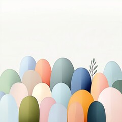 Poster - Soft abstract composition featuring a harmonious arrangement of organic rounded forms in a muted color palette of pastel tones with a minimalist visual style soothing and tranquil mood
