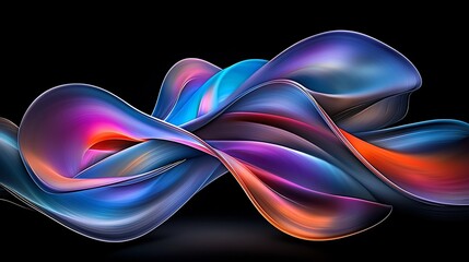 Poster - Mesmerizing Digital Surrealism   Captivating Iridescent Organic Forms in Shimmering Chromatic Interplay  Breathtaking abstract design with undulating