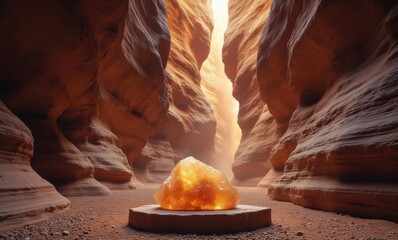 Wall Mural - Glowing crystal in a desert canyon