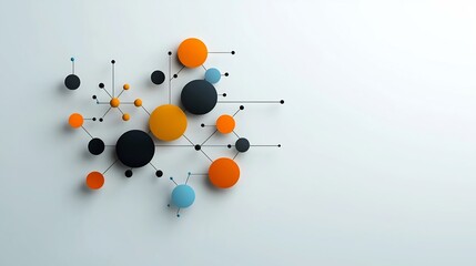 Poster - Freehand symbols of interlinked digital community and social connectivity abstract geometric shapes and lines in muted tones dynamic flowing composition minimalist digital art style high definition