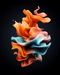 Poster - Flowing Iridescent Shapes A Mesmerizing Chromatic Interplay of Shimmering Layers a Visually Striking Digital Painting Evoking a Serene Tranquil Setting with Surrealist Abstract Influence