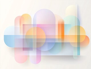 Poster - A visually striking minimalist abstract digital art composition featuring a graceful arrangement of rounded geometric elements subtle color gradients in muted pastel tones and a clean