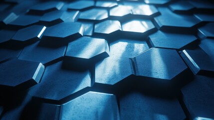 Poster - shadows blue polygon background