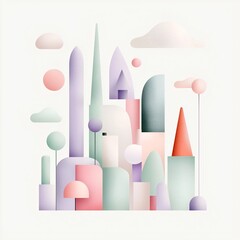 Poster - Pastel toned geometric backdrop featuring a blend of gentle pink  lavender  and mint tones with contemporary digital noise textures and a minimalist  clean  and crisp visual composition