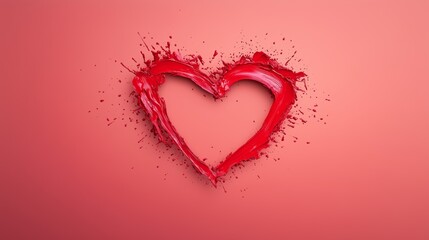 Wall Mural - Vibrant red heart splash on soft pink background for Valentine's Day celebration