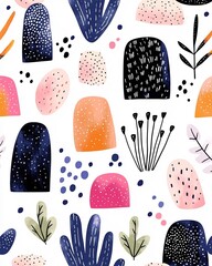 Poster - Mesmerizing abstract patterns in soft  pastel hues featuring fluid geometric shapes  delicate brushstrokes  and a tranquil  textured backdrop   a digital painting with a modern