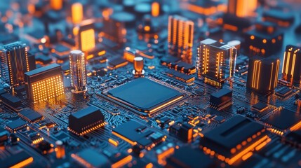 Poster - Abstract circuitry. technology of electronic computer hardware on a background of circuit board