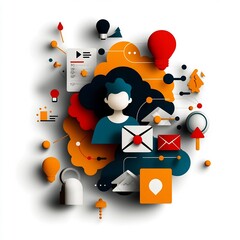 Poster - Dynamic hand drawn user avatar with vibrant hues and a tactile expressive against a minimalist digital landscape