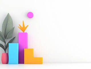 Poster - minimalist white background highlighting an ascending financial graph depicting a positive economic 