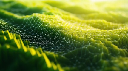 Poster - Abstract green and yellow polygon background texture with depth of field effect