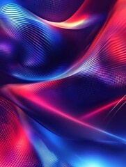 Poster - Technology bright low poly connection abstract background. Blue and red blurred futuristic vector design
