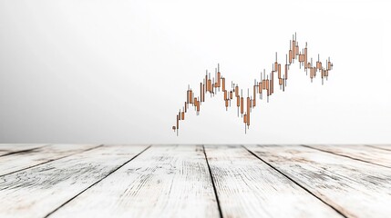 Poster - Upward Trending Financial Chart on Minimalist White Background Conveying Prosperous Economic Landscape and Successful Business Data Visualization in a Clean Office Setting