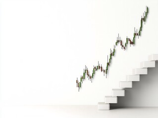 Poster - crisp white background showcasing an ascending financial chart demonstrating a positive economic tre