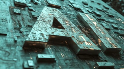 Leinwandbilder -  abstract futuristic background with digital technology and artificial intelligence concepts. The text 