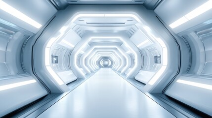 Poster - clean white futuristic background illustration modern abstract, technology sleek, space sci clean white futuristic background