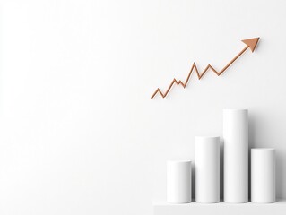 Poster - pristine white background showcasing a concise financial chart with a bullish arrow conveying a sens