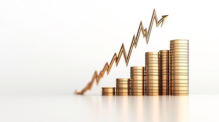 Poster - Upward Trending Financial Chart on Clean White Background Depicting Rising Market Values and Sense of Economic Growth Prosperity and Optimism