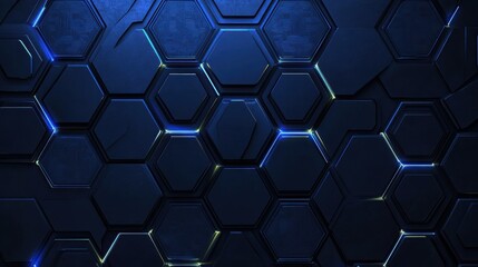 Poster - Blue tech background featuring circuit lines and hexagons, vector design for business, technology, or science themes.