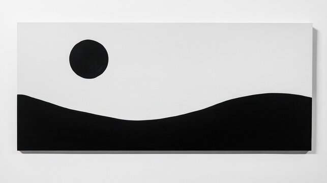 A minimalist artwork with simple curved lines in black and white, designed for a clean and contemporary aesthetic