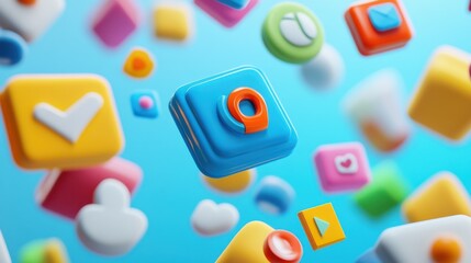 Poster - Vibrant 3D Clay Network Icon, an engaging and colorful representation of connectivity, ideal for dynamic marketing and digital communication contexts.